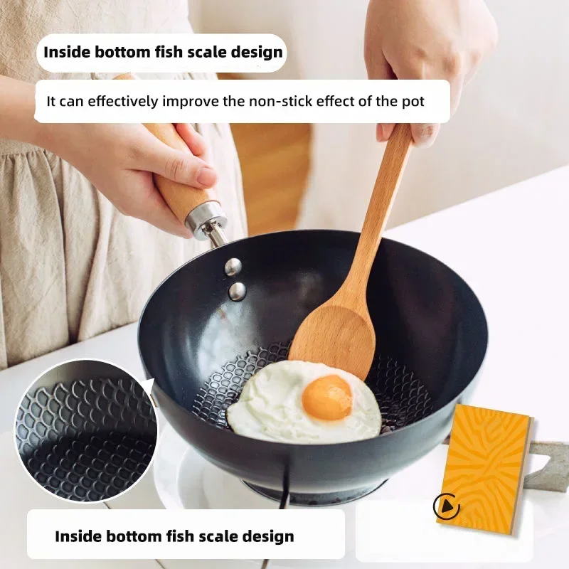 20-26cm High-Grade Iron Wok Pan Without Coating Household Cooking Pot With Cover Gas Stove Induction Cooker Applicable Cookware
20-26cm High-Grade Iron Wok Pan Without Coating Household Cooking Pot With Cover Gas Stove Induction Cooker Applicable Cookware