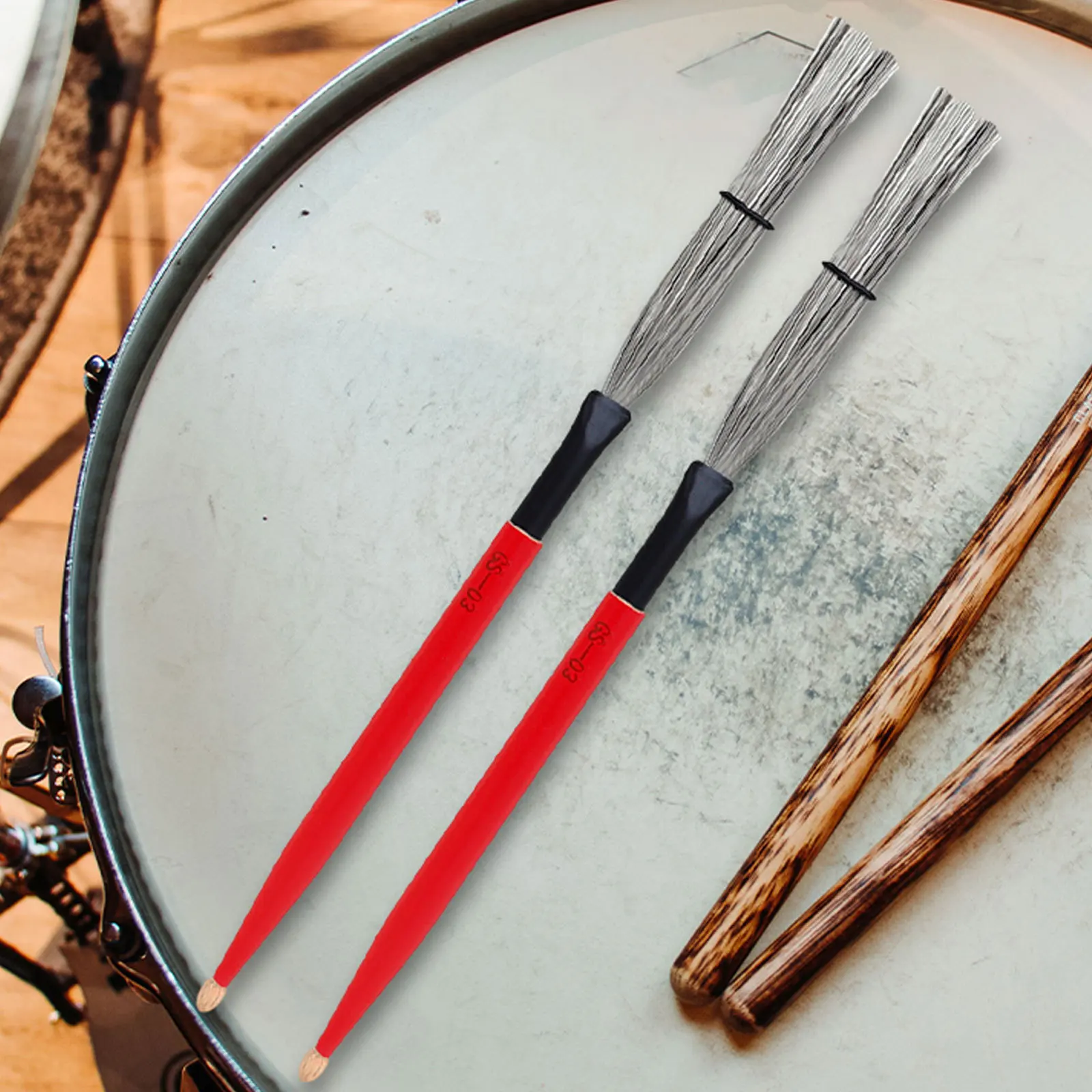 1Pair Professional Drum Wire Brushes Maple Wood Handle Steel Bristles for Percussion Instruments Compact Reliable Drum Brush Set
1Pair Professional Drum Wire Brushes Maple Wood Handle Steel Bristles for Percussion Instruments Compact Reliable Drum Brush Set