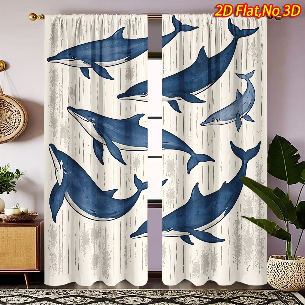2D Flat Print Dolphin Curtains Polyester Machine Washable Bedroom Living Room Kitchen Coastal Nautical Decor Drapes
2D Flat Print Dolphin Curtains Polyester Machine Washable Bedroom Living Room Kitchen Coastal Nautical Decor Drapes