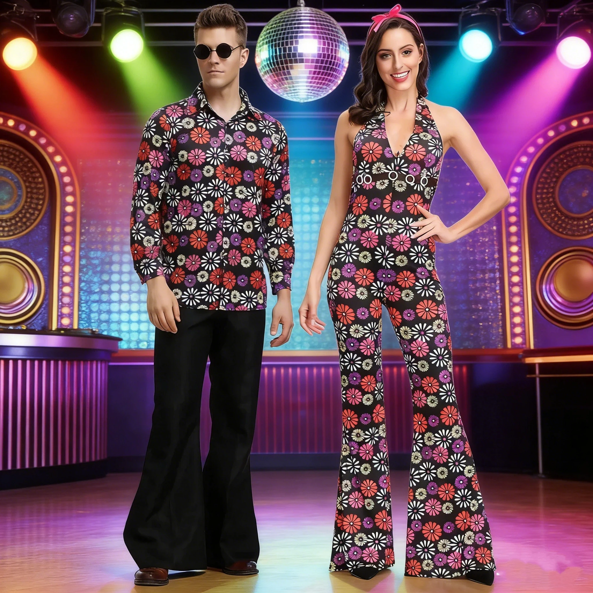 Adult Party 60s 70s Hippie Couples Cosplay Costume Halloween Music Festival Disco Performance Dancing Suit Rock Fancy Dress
Adult Party 60s 70s Hippie Couples Cosplay Costume Halloween Music Festival Disco Performance Dancing Suit Rock Fancy Dress