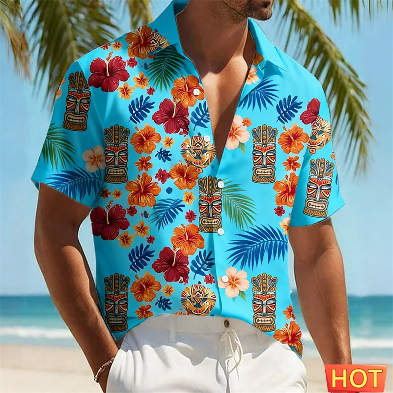Men's Tiki Hawaiian Shirt Tropical Floral & Tribal Mask Print Casual Short Sleeve Button Down Shirts Summer Beachwear Vacation
Men's Tiki Hawaiian Shirt Tropical Floral & Tribal Mask Print Casual Short Sleeve Button Down Shirts Summer Beachwear Vacation