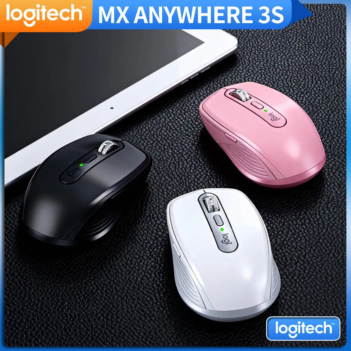 Logitech MX Anywhere 3S Compact Bluetooth Mouse 7 Programmable Buttons Fast Scrolling Lightweight for Laptop Work