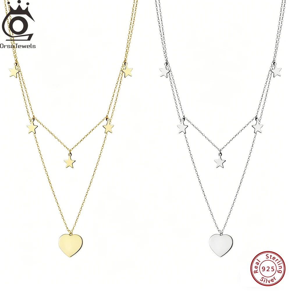 ORSA JEWELS Elegant 925 Sterling Silver Layered Choker Chain for Women Summer Fashion Heart Necklace Jewelry Accessory BQN46
ORSA JEWELS Elegant 925 Sterling Silver Layered Choker Chain for Women Summer Fashion Heart Necklace Jewelry Accessory BQN46