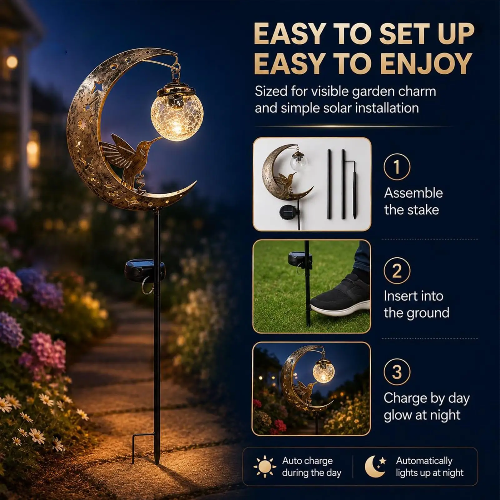 Solar Stake Lights Moon Hummingbird Stake Lamp Decor Solar Lights Outdoor For Garden Patio Lawn Yard Porch Deck Balcony Terrace
Solar Stake Lights Moon Hummingbird Stake Lamp Decor Solar Lights Outdoor For Garden Patio Lawn Yard Porch Deck Balcony Terrace