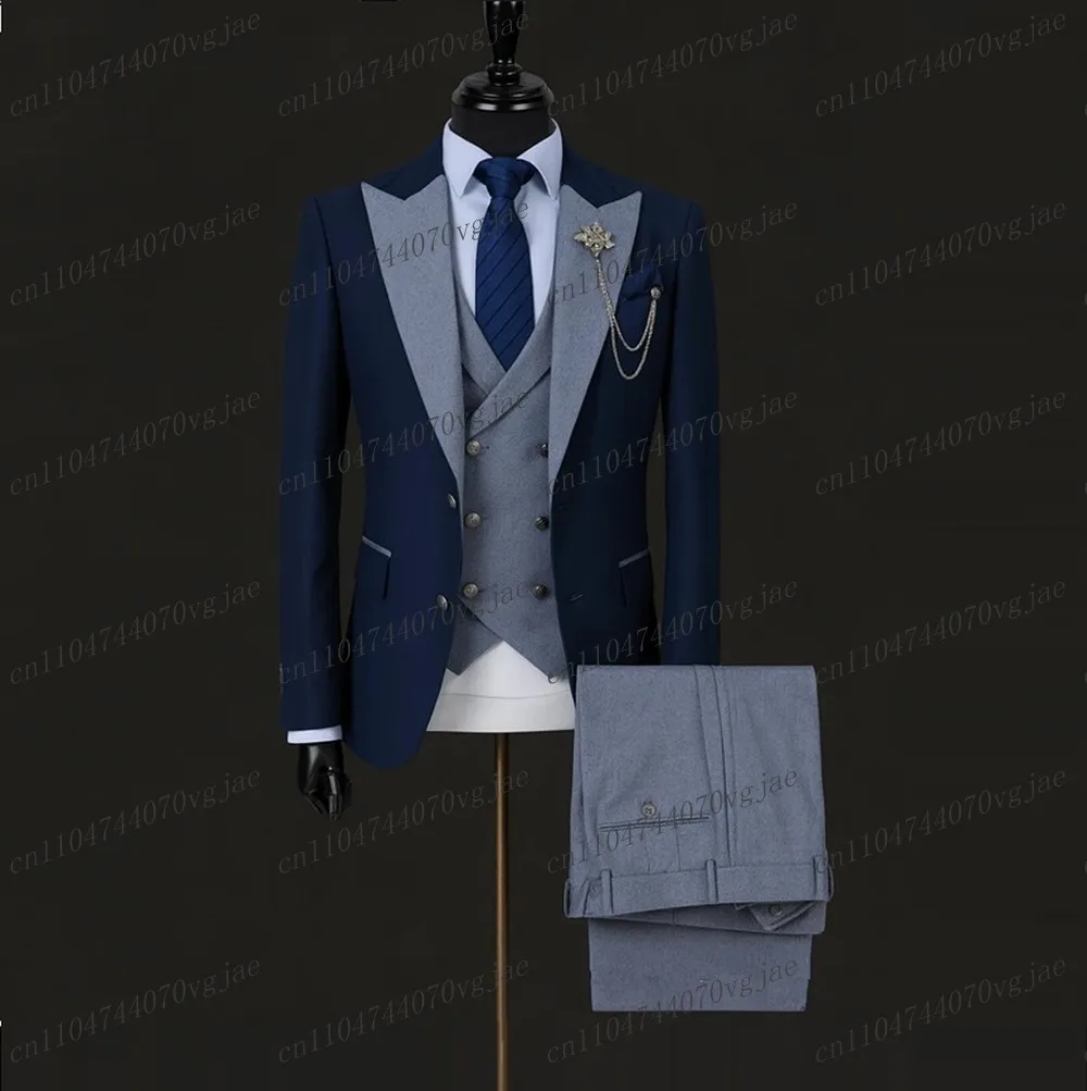 Navy Blue And Grey Men Suit Formal Wedding Party Groom Business Male Tuxedos Customized 3 Piece Set Jacket Vest Pants
Navy Blue And Grey Men Suit Formal Wedding Party Groom Business Male Tuxedos Customized 3 Piece Set Jacket Vest Pants