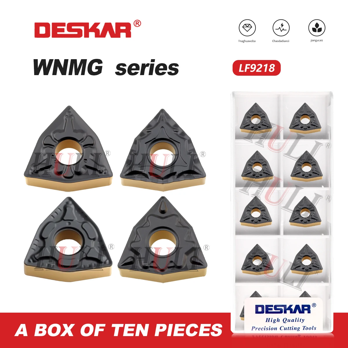 DESKAR CNC lathe Two-Tone WNMG080404/080408/TM/HQ/ CM LF9218 Cutting Toolss Processing Steel Parts Cutting Tools Triangle Blade
DESKAR CNC lathe Two-Tone WNMG080404/080408/TM/HQ/ CM LF9218 Cutting Toolss Processing Steel Parts Cutting Tools Triangle Blade
