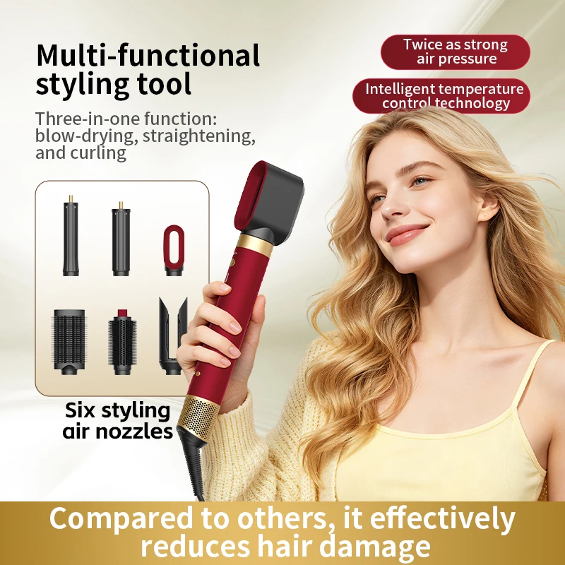 Professional 6 in 1 Cold Hot Air Styling Brush Hair Dryer Curling Iron Straightener Flat Iron 1700W Fast Dry Voluminous Waves
Professional 6 in 1 Cold Hot Air Styling Brush Hair Dryer Curling Iron Straightener Flat Iron 1700W Fast Dry Voluminous Waves