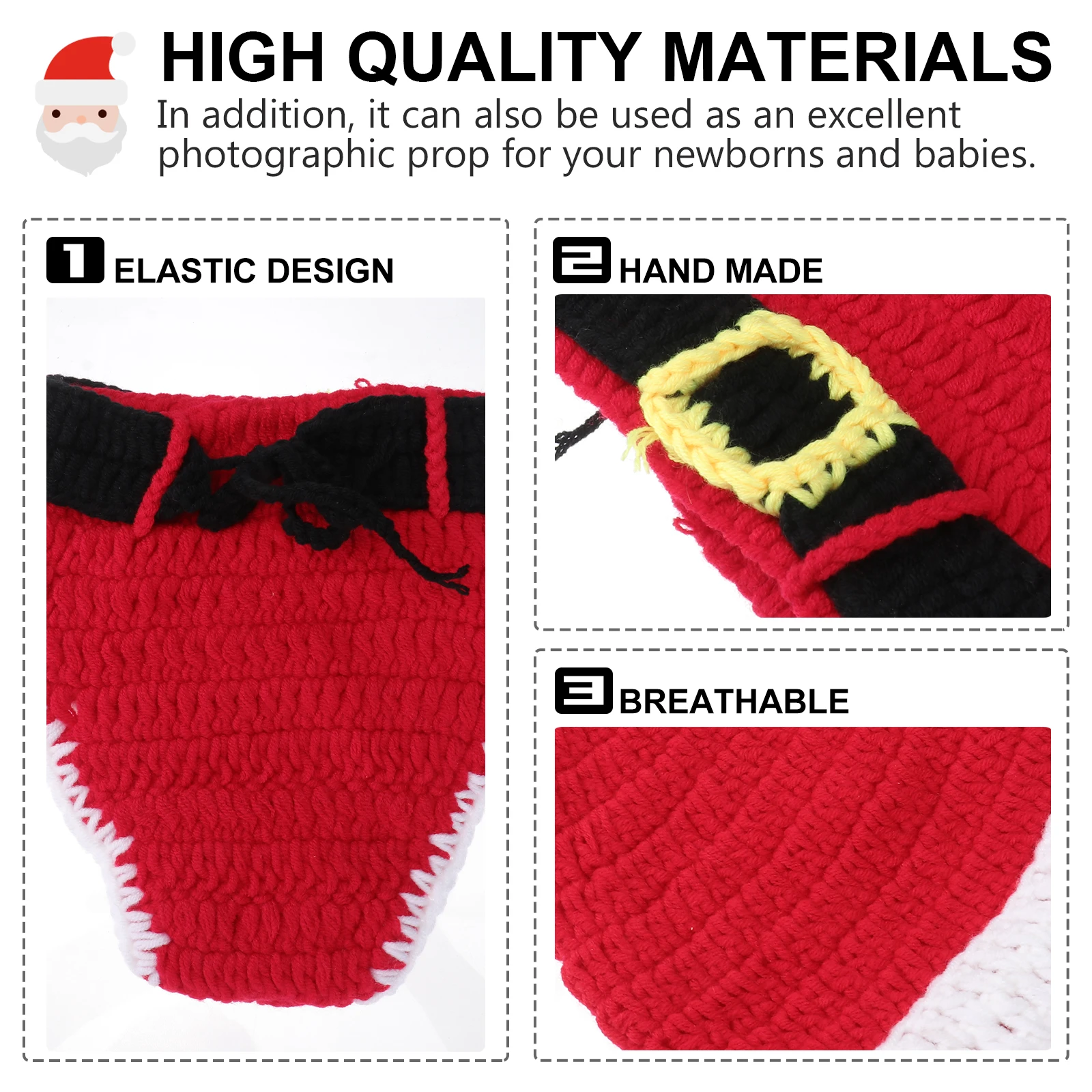 Christmas Santa Style Baby Handmade Crochet Beanie Hat Clothes Newborn Infant Photography Props Eco-Friendly 
Christmas Santa Style Baby Handmade Crochet Beanie Hat Clothes Newborn Infant Photography Props Eco-Friendly