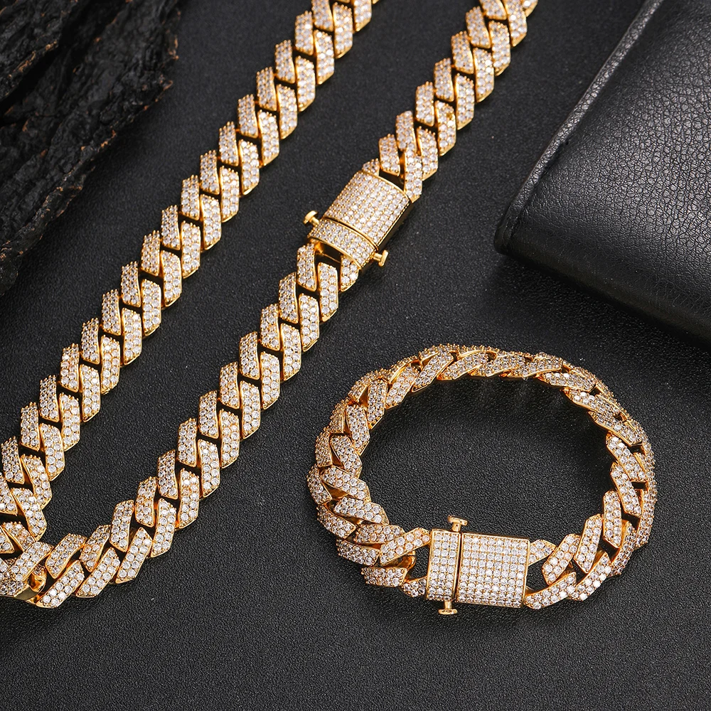 Hip Hop Jewelry 15MM Gold Plated Iced Out Chain for Men Women Miami Prong Bling 5A CZ Cuban Chain Necklace
Hip Hop Jewelry 15MM Gold Plated Iced Out Chain for Men Women Miami Prong Bling 5A CZ Cuban Chain Necklace