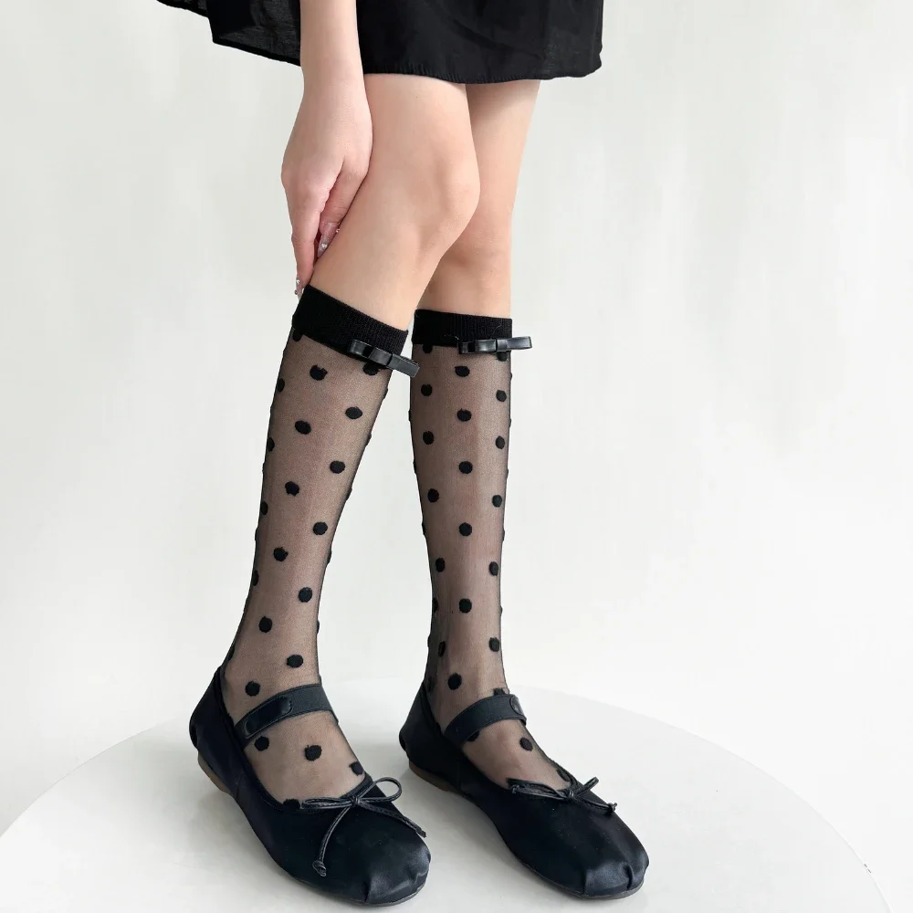 Black White Nylon Long Socks Stockings Women Ultra-thin Transparent Crystal Silk Socks Polka Dot Cute Bow Sweet Girls Knee Socks
Black White Nylon Long Socks Stockings Women Ultra-thin Transparent Crystal Silk Socks Polka Dot Cute Bow Sweet Girls Knee Socks