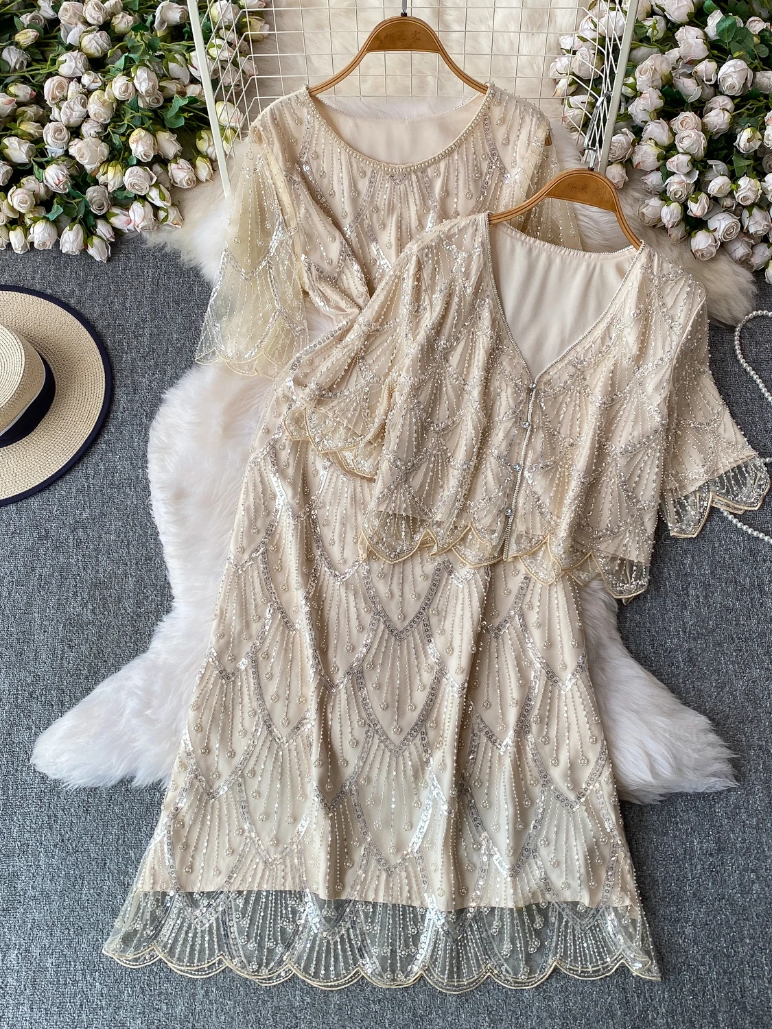 Sequin Mesh Dress Set High Waist A-Line Skirt Short Sleeve Commute Style Comfortable Breathable Spring Summer Dress
Sequin Mesh Dress Set High Waist A-Line Skirt Short Sleeve Commute Style Comfortable Breathable Spring Summer Dress