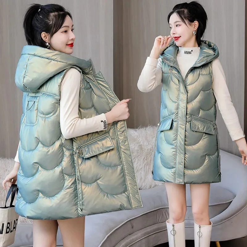 2023 New Autumn Winter Down Cotton Waistcoat Womens Long Cotton-Padded Vests Windproof Hooded Puffer Parkas Warm Snow Wear Coats
2023 New Autumn Winter Down Cotton Waistcoat Womens Long Cotton-Padded Vests Windproof Hooded Puffer Parkas Warm Snow Wear Coats