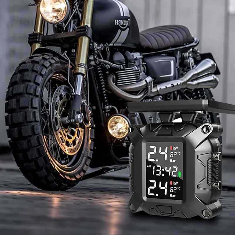 Motorcycle Tire Pressure Monitor Solar Charge Tyre Temperature Tester Tire Pressure Reading System Monitoring Alarm Accessories
Motorcycle Tire Pressure Monitor Solar Charge Tyre Temperature Tester Tire Pressure Reading System Monitoring Alarm Accessories