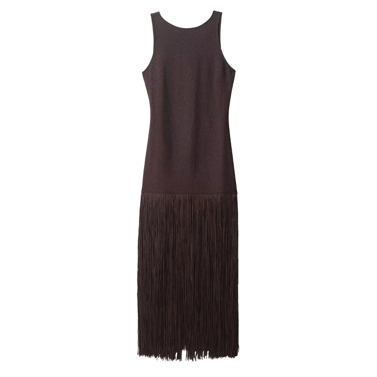 Sexy Backless Slim Fit Tassel Trim Dress Street Style round Neck Long A- Line Skirt Polyester Cross-Border Women's Fashion
Sexy Backless Slim Fit Tassel Trim Dress Street Style round Neck Long A- Line Skirt Polyester Cross-Border Women's Fashion