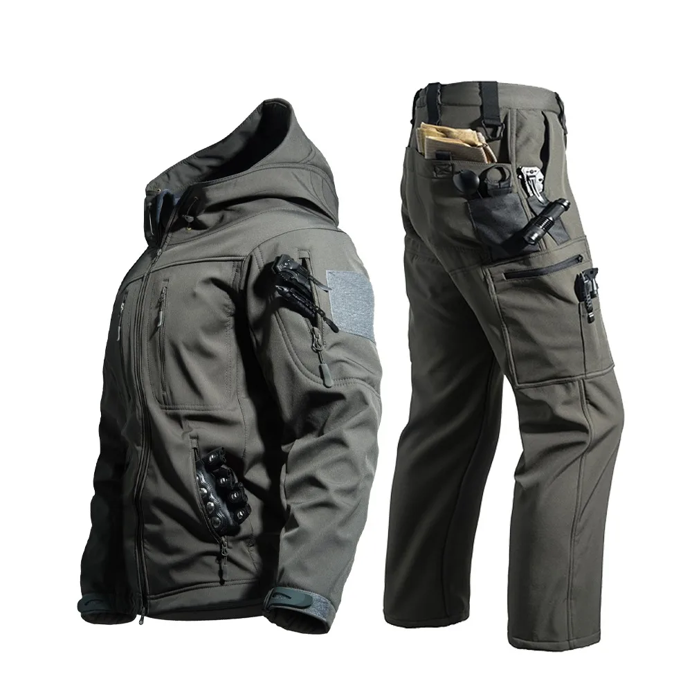 Men' Fleece Hooded Softshell Jacket Sets Multi-Pocket Winter&Autumn Outdoor Jackets Windproof Waterproof Warm Tactical Suit
Men' Fleece Hooded Softshell Jacket Sets Multi-Pocket Winter&Autumn Outdoor Jackets Windproof Waterproof Warm Tactical Suit