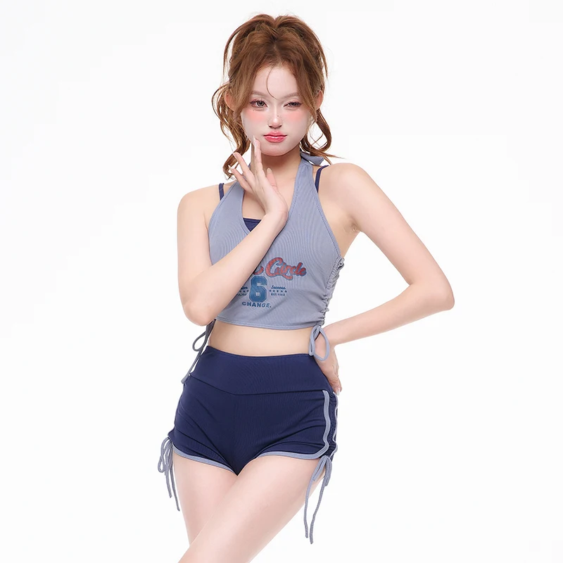 Fashion Women Split Sports Swimwear Hanging Neck Colorblock Print Sexy Swimsuit Drawstring High Waisted Pants 3PCS Bathing Suit
Fashion Women Split Sports Swimwear Hanging Neck Colorblock Print Sexy Swimsuit Drawstring High Waisted Pants 3PCS Bathing Suit