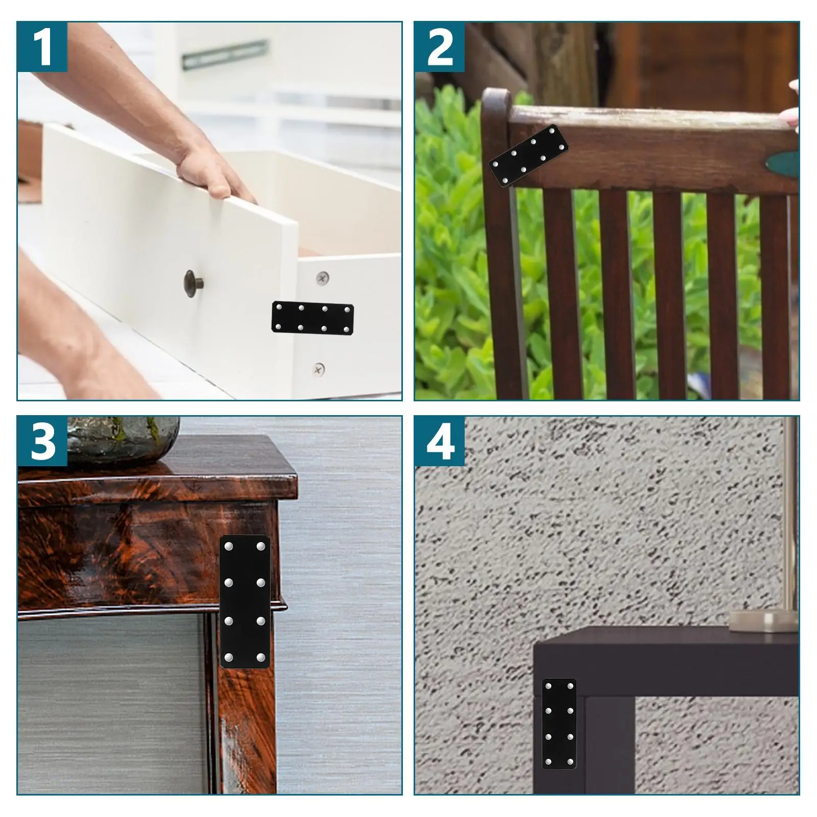 8 Pcs Iron Angle Brackets 38x100mm Black Flat Straight Braces Furniture Repair Mending Plates Square Corner Codes Hardware
8 Pcs Iron Angle Brackets 38x100mm Black Flat Straight Braces Furniture Repair Mending Plates Square Corner Codes Hardware