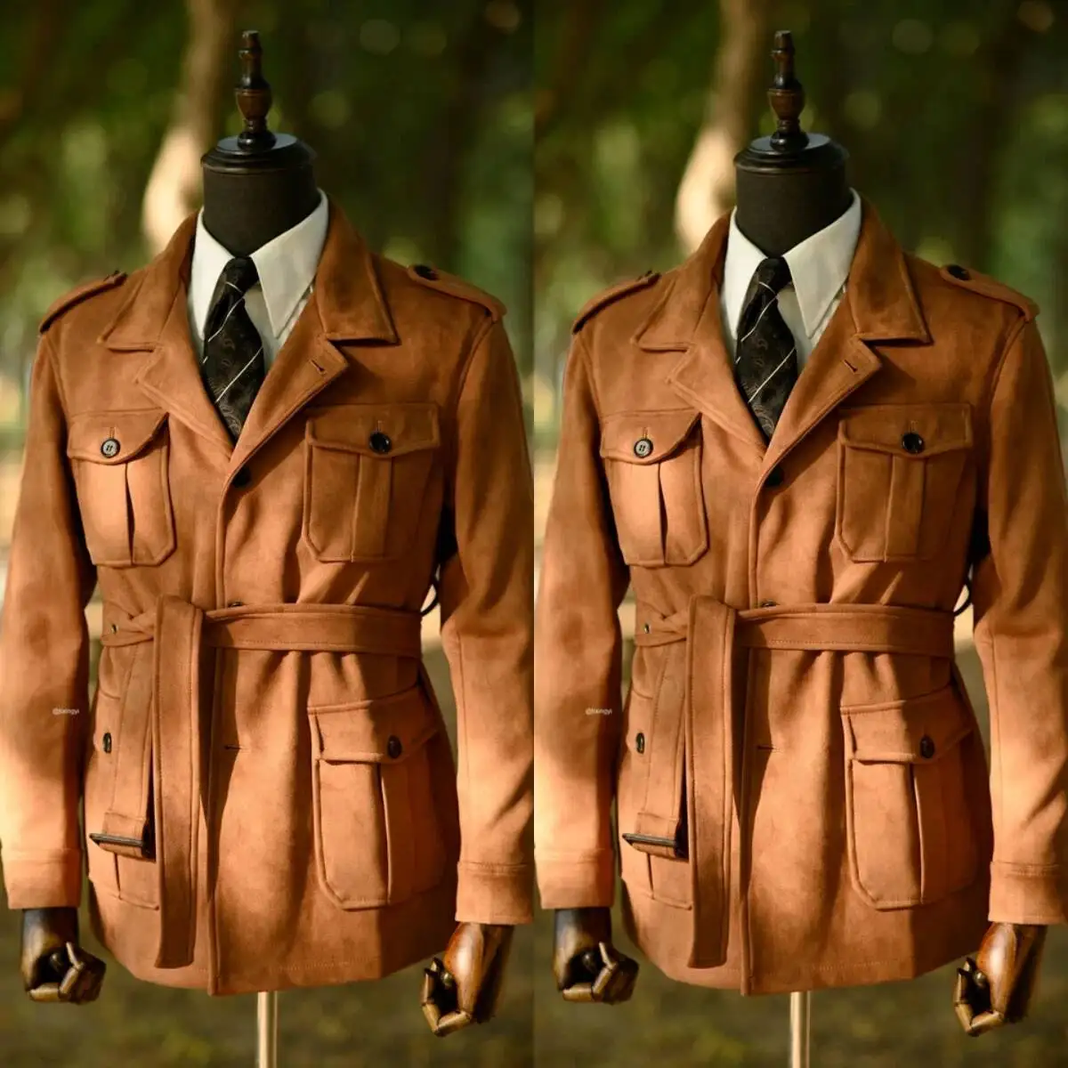 Men Camel Men's Safari Jacket With Belt Outdoor Vintage Brown Hunting Suit Blazer Casual Coat Daily Travel Outdoor Customized
Men Camel Men's Safari Jacket With Belt Outdoor Vintage Brown Hunting Suit Blazer Casual Coat Daily Travel Outdoor Customized