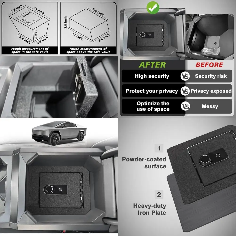 Center Console Safe LockBox Compatible with Tesla Cybertruck 2024+ Pickup Gun Safe Vault Console Storage Interior Organizer Secu
Center Console Safe LockBox Compatible with Tesla Cybertruck 2024+ Pickup Gun Safe Vault Console Storage Interior Organizer Secu