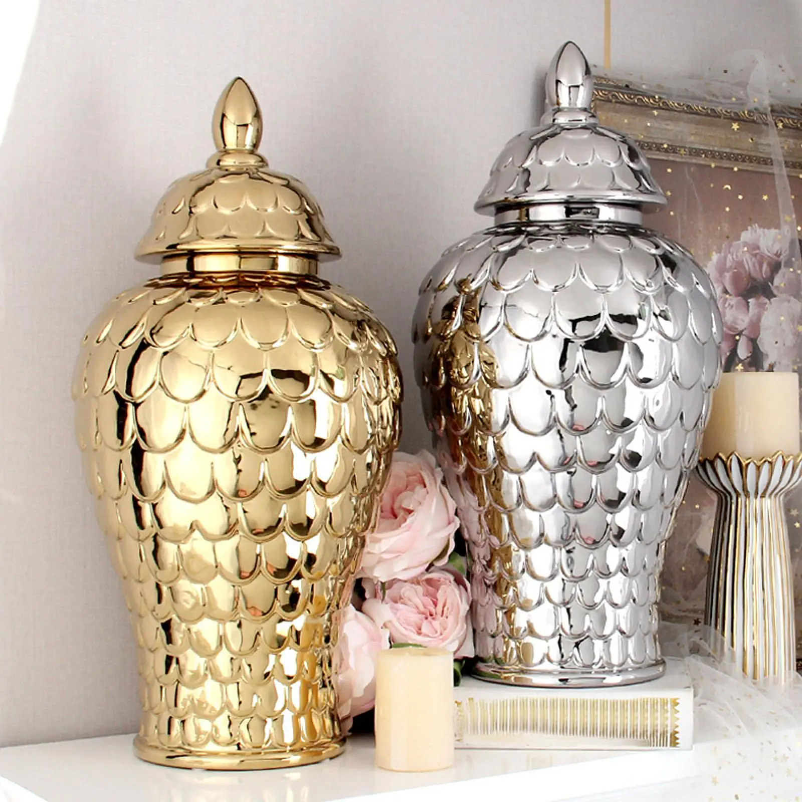 Flower Vase with Lid Covered Jar Flower Arrangement Bedroom Multipurpose Weddings Desk Tea Storage Ginger Jar Storage Organizer
Flower Vase with Lid Covered Jar Flower Arrangement Bedroom Multipurpose Weddings Desk Tea Storage Ginger Jar Storage Organizer