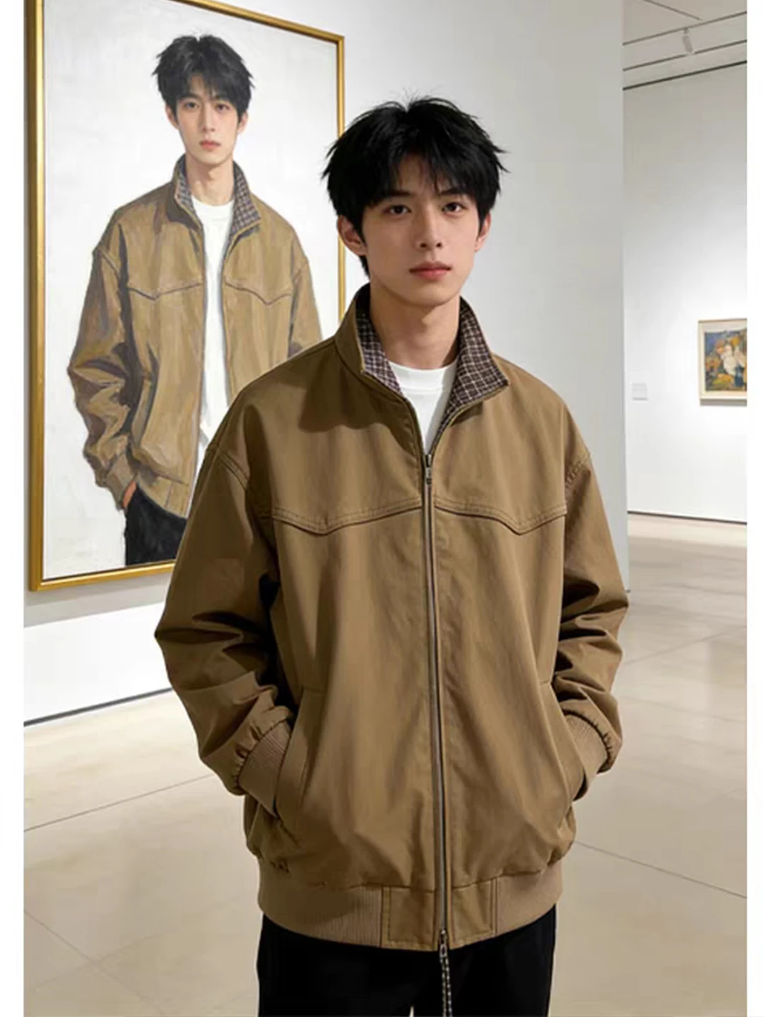 i Color Splicing oulder Men's Jaet Spring Detroit Workwear Denim ort American Retro Sle Loose Fit Youth Faion
i Color Splicing oulder Men's Jaet Spring Detroit Workwear Denim ort American Retro Sle Loose Fit Youth Faion