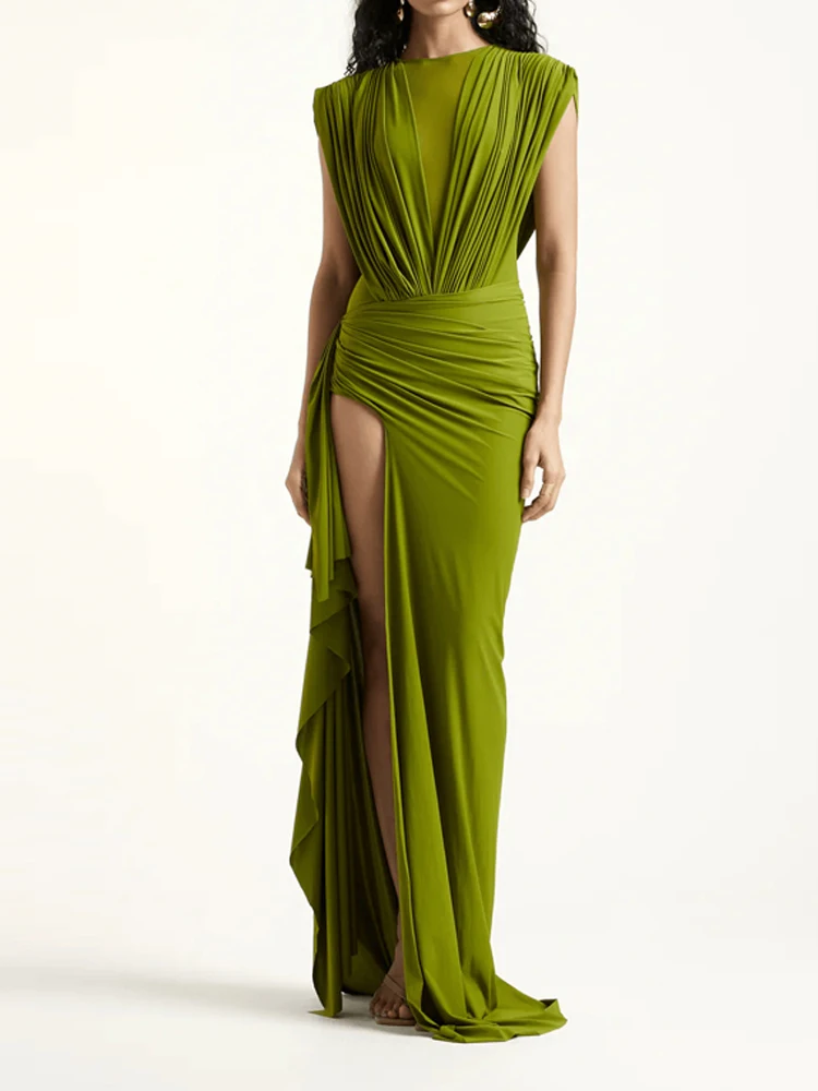 Elegant Solid Color Hollow Out Banquet Dress Summer Beach Vacation Pleat Women Dress Fashion O-neck Sleeveless Split Maxi Dress
Elegant Solid Color Hollow Out Banquet Dress Summer Beach Vacation Pleat Women Dress Fashion O-neck Sleeveless Split Maxi Dress