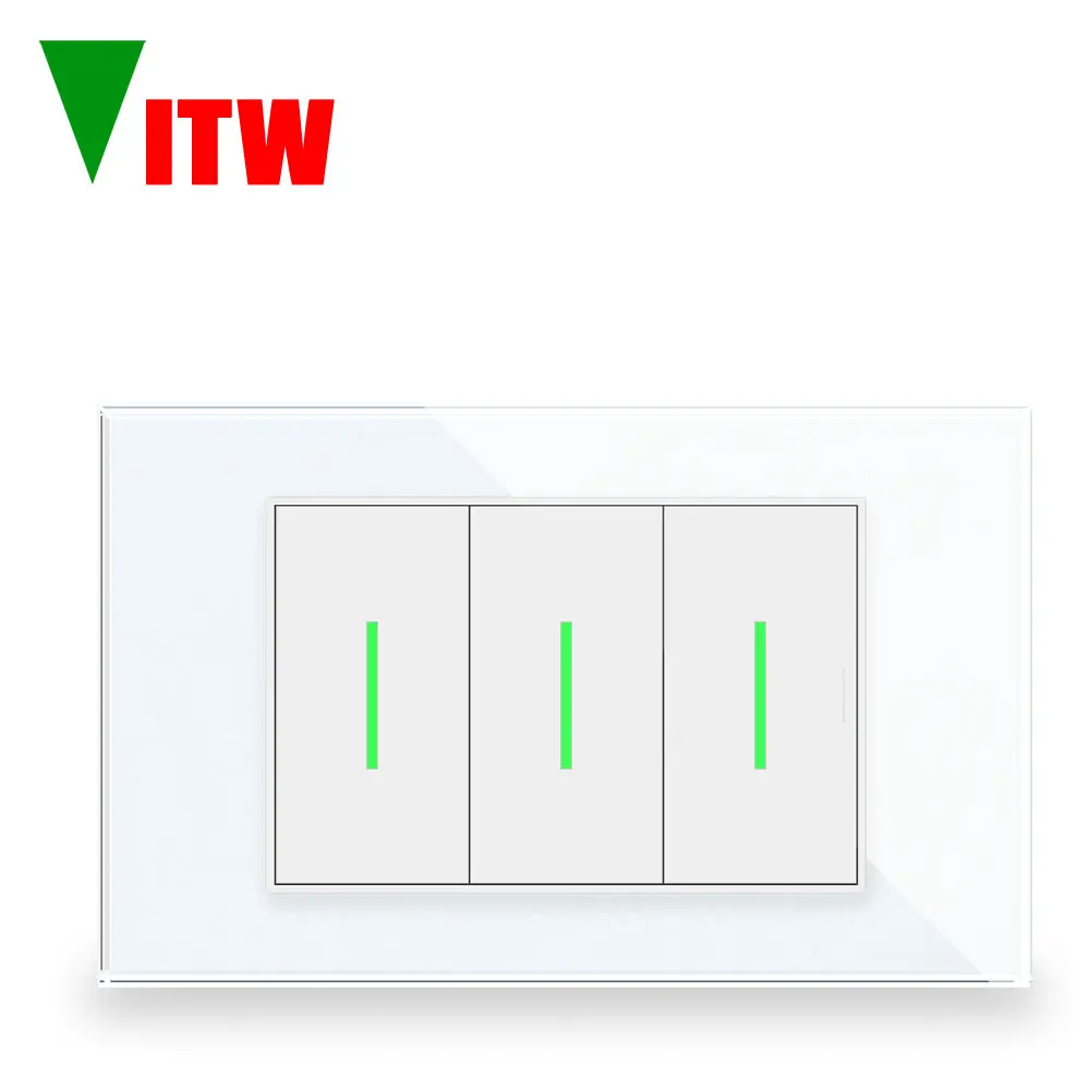 Vitw 120mm Israeli H-type wall power rebound switch, 3Gang 2-way switch for lighting fixtures, with LED button glass panel
Vitw 120mm Israeli H-type wall power rebound switch, 3Gang 2-way switch for lighting fixtures, with LED button glass panel