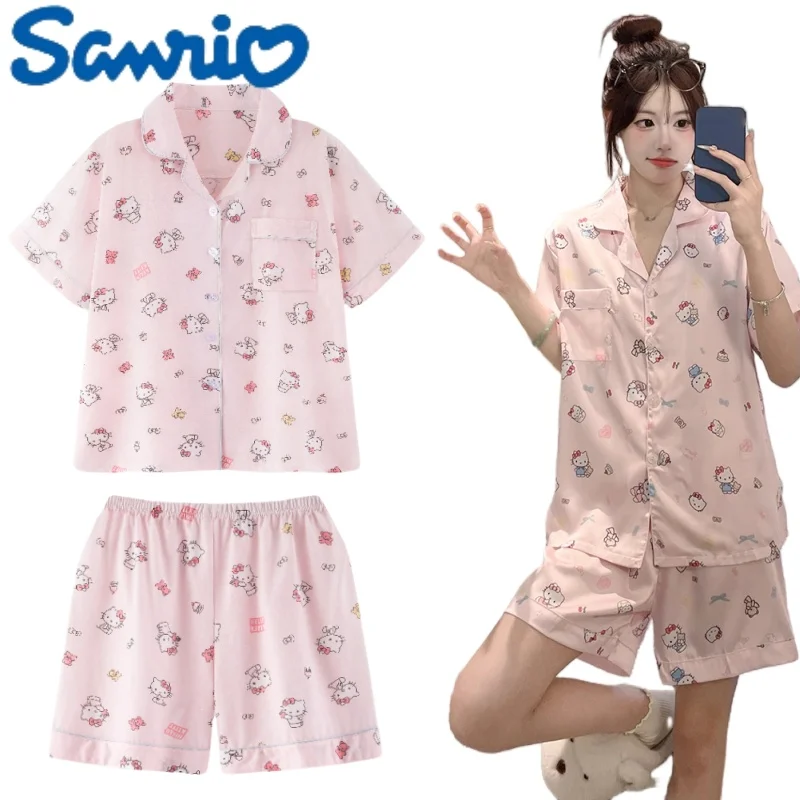Sanrio Cotton Short-sleeved Pajama Set Cartoon HelloKitty Thin Loungewear Small Lapel Design Comfortable and Breathable
Sanrio Cotton Short-sleeved Pajama Set Cartoon HelloKitty Thin Loungewear Small Lapel Design Comfortable and Breathable