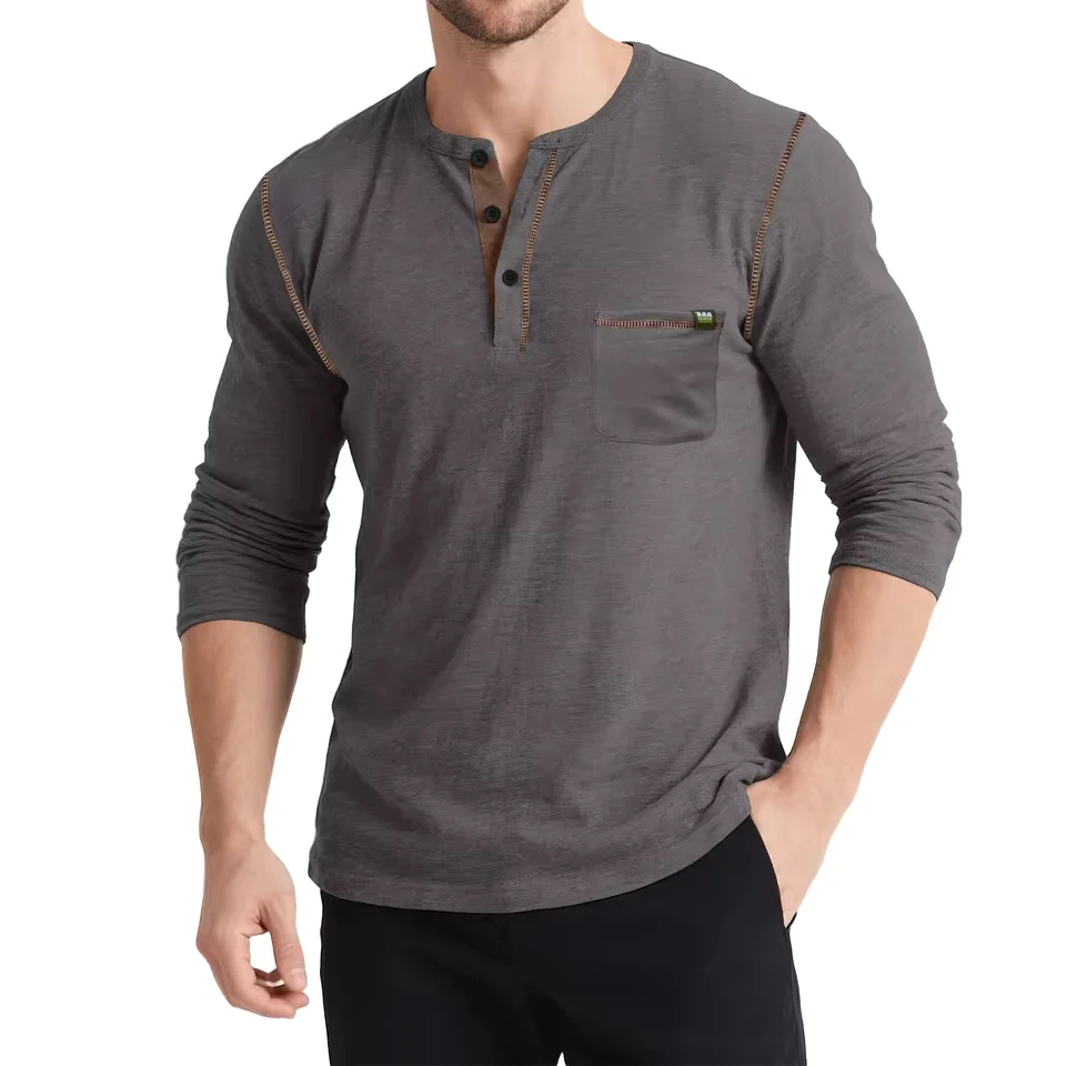 Men's Autumn And Winter Long Sleeve Henley Shirt Men's Retro T-Shirt Three Button Pocket Top
Men's Autumn And Winter Long Sleeve Henley Shirt Men's Retro T-Shirt Three Button Pocket Top