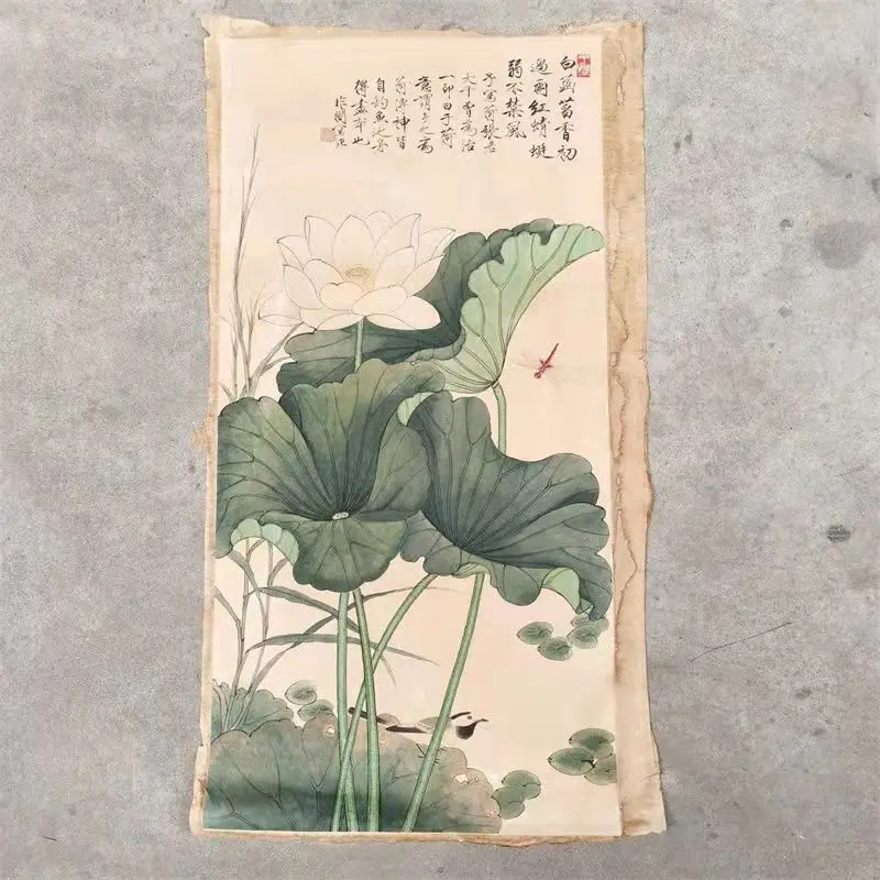 Lotus charm drawing living room decoration hanging painting central scroll lotus rotten piece painting
Lotus charm drawing living room decoration hanging painting central scroll lotus rotten piece painting