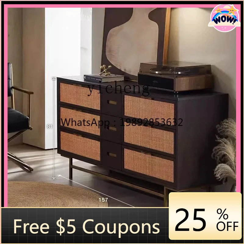 AB medieval retro old wabi wind solid wood oak rattan porch side cabinet
AB medieval retro old wabi wind solid wood oak rattan porch side cabinet