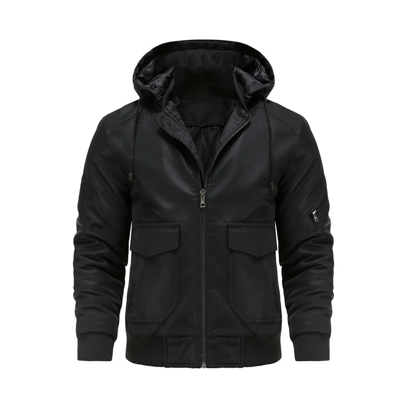 2022 Autumn Men's Motorcycles Many Pocket Hooded Leather Coat Outdoor Big Size Loose Fashion Casual PU Biker Jacket
2022 Autumn Men's Motorcycles Many Pocket Hooded Leather Coat Outdoor Big Size Loose Fashion Casual PU Biker Jacket