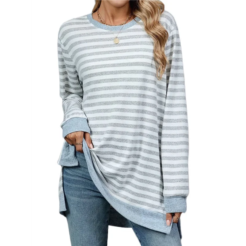 CGS-Женская повседневная полосатая рубашка с длинным рукавом, модная тонкая свободная посадка с круглым вырезом, базовые блузки, топы
CGS-Женская повседневная полосатая рубашка с длинным рукавом, модная тонкая свободная посадка с круглым вырезом, базовые блузки, топы
