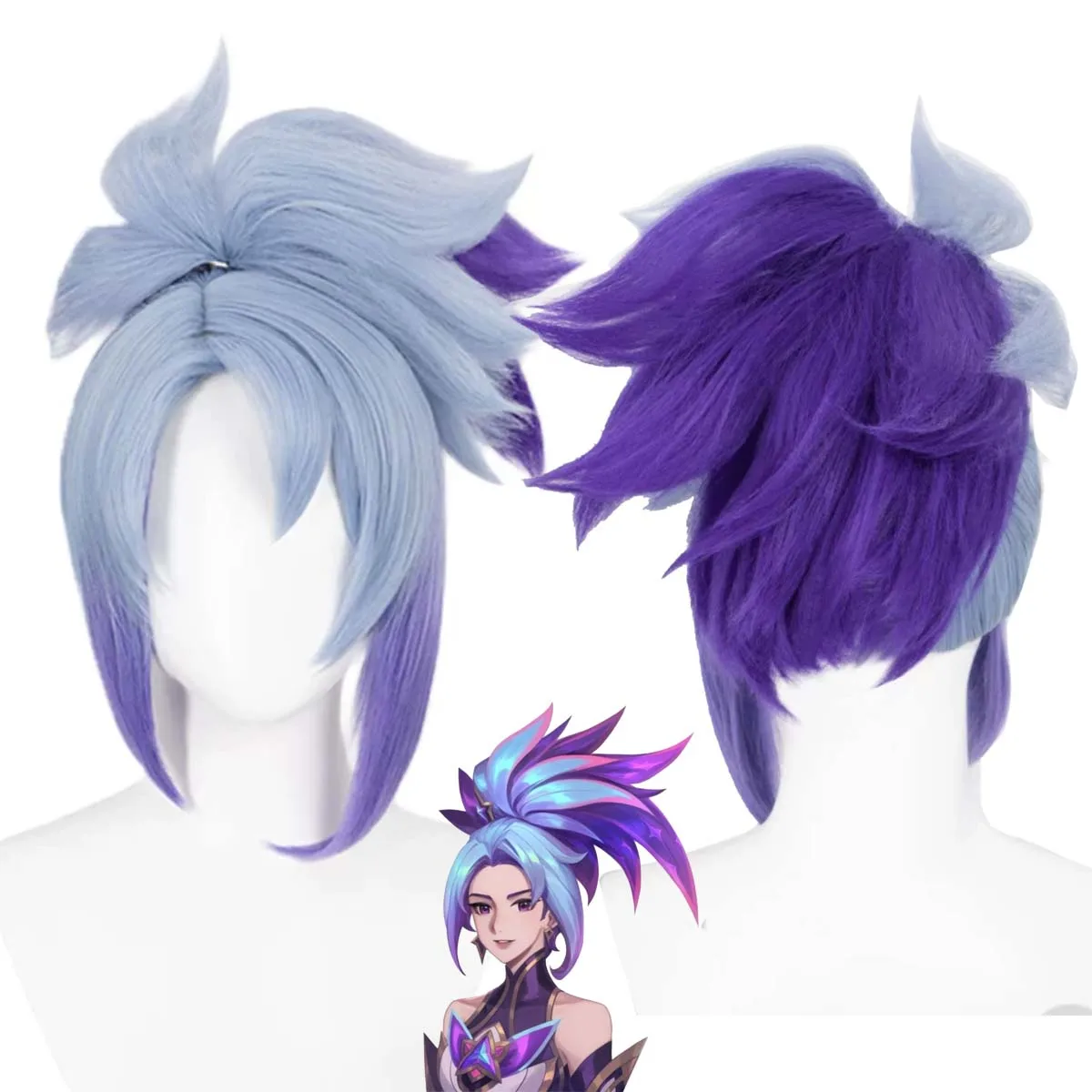 Women Halloween Game LOL Star Guardian Akali Blue Purple Gradient Heat Resistant Synthetic Hair Wig
Women Halloween Game LOL Star Guardian Akali Blue Purple Gradient Heat Resistant Synthetic Hair Wig
