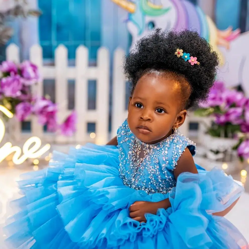 Blue Flower Girl Dresses for Wedding Tiered Beaded Sleeveless Baby Girl Prom Gown for Photoshoot First Communion Gown Customized
Blue Flower Girl Dresses for Wedding Tiered Beaded Sleeveless Baby Girl Prom Gown for Photoshoot First Communion Gown Customized