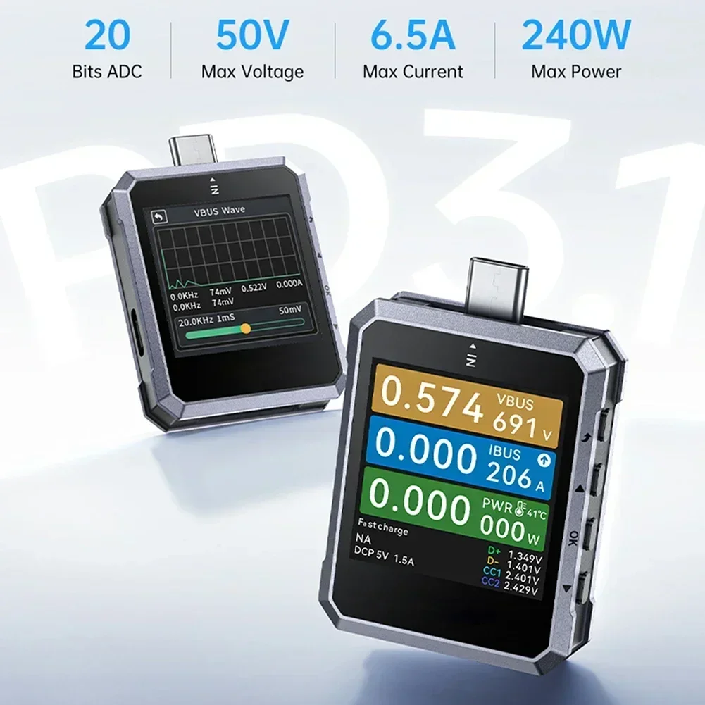 Тестер быстрой зарядки FNB-C2 Type-C QC5.0 240W для повербанков/зарядных устройств для мобильных телефонов, измеритель напряжения и тока USB с TFT LCD дисплеем
Тестер быстрой зарядки FNB-C2 Type-C QC5.0 240W для повербанков/зарядных устройств для мобильных телефонов, измеритель напряжения и тока USB с TFT LCD дисплеем