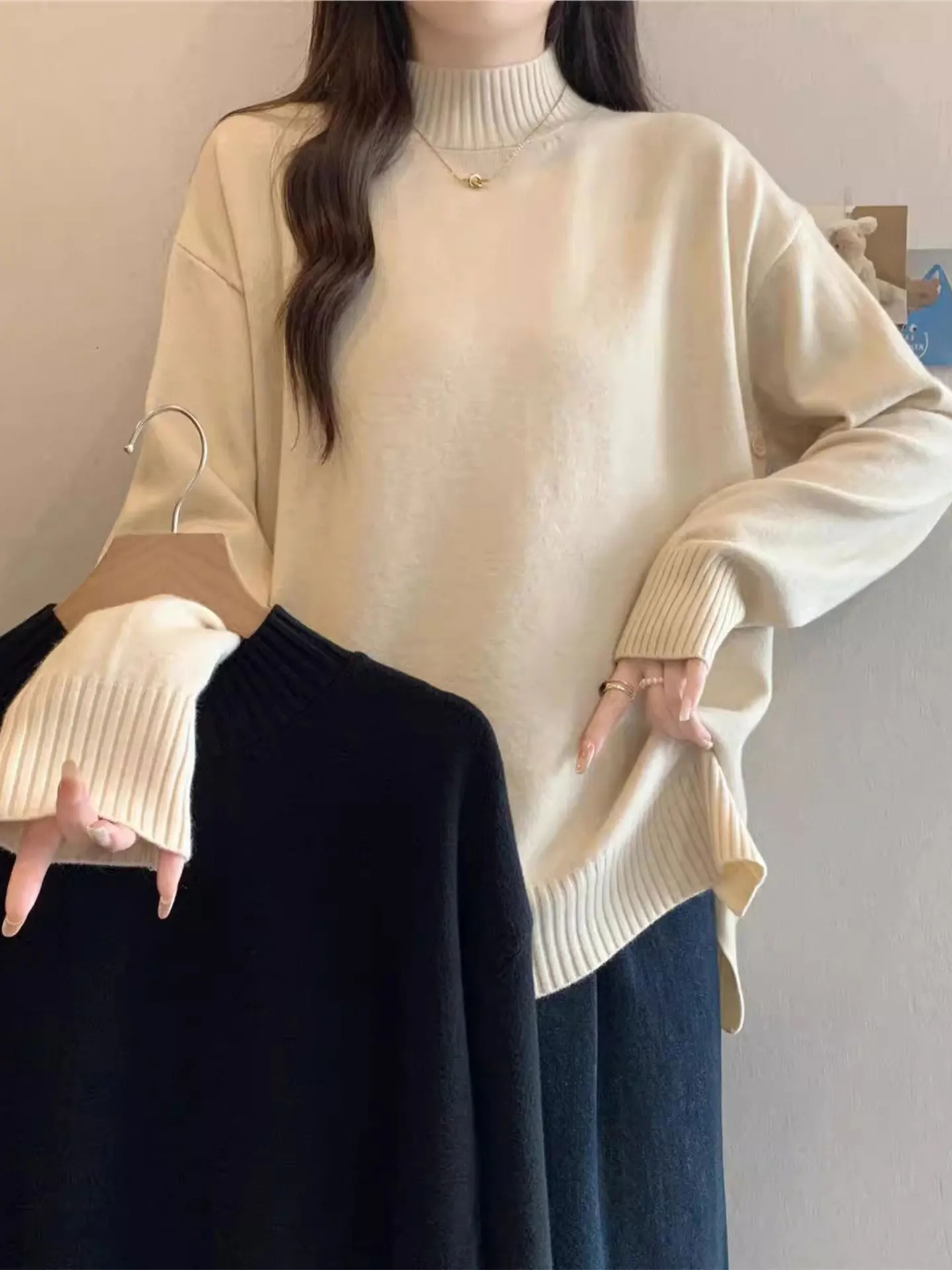 Ladies Thiened Long Sve Knitted Sweater f High Collar Casual Sle Winter Base Layer Top plus Size Soft Acrylic Fiber
Ladies Thiened Long Sve Knitted Sweater f High Collar Casual Sle Winter Base Layer Top plus Size Soft Acrylic Fiber