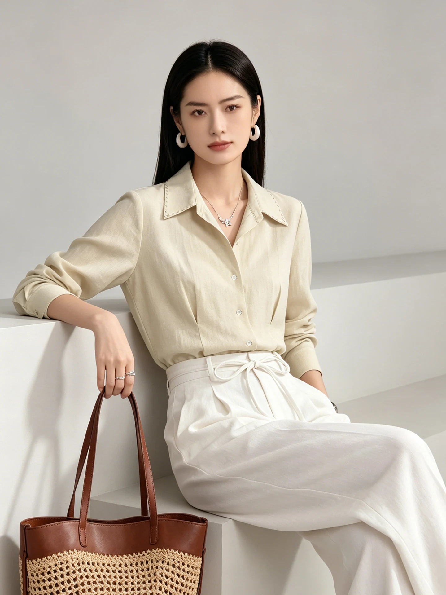CVANEA Amber Spring 2026 Women's Casual Wool Blend irt Embellied Slimming Straight Cut Long Sve Faion Ele
CVANEA Amber Spring 2026 Women's Casual Wool Blend irt Embellied Slimming Straight Cut Long Sve Faion Ele