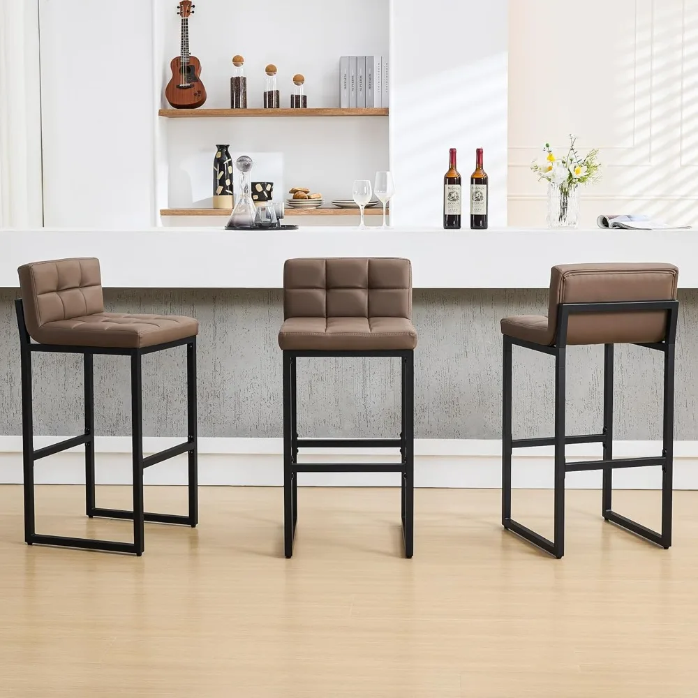 Set of 3 Bar Stools with Back, Modern Bar Height Barstools with Thickened Metal Legs, 30" Faux Leather Counter Chairs for Kitche
Set of 3 Bar Stools with Back, Modern Bar Height Barstools with Thickened Metal Legs, 30" Faux Leather Counter Chairs for Kitche