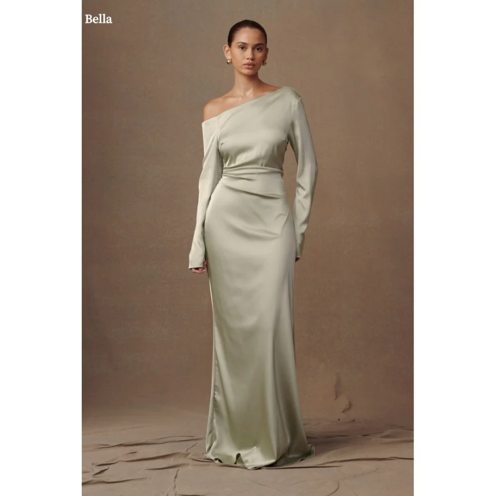 Bella Customized Green One Shoulder Long Sleeves robes de soirée Satin Backless Party Dresses Floor-Length Mermaid Prom Dress
Bella Customized Green One Shoulder Long Sleeves robes de soirée Satin Backless Party Dresses Floor-Length Mermaid Prom Dress