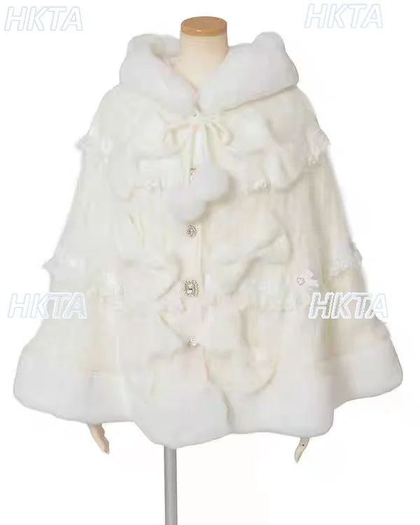 Japanese Style Liz Sweaters Winter Newest Cape Fur Collar Coat Cardigan Women Kawaii Cute Bow Thickened Warm Knitted Cape Shawl
Japanese Style Liz Sweaters Winter Newest Cape Fur Collar Coat Cardigan Women Kawaii Cute Bow Thickened Warm Knitted Cape Shawl