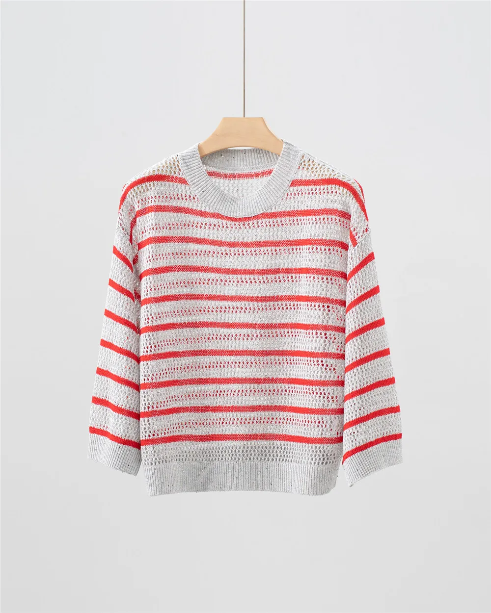2025 Spring/Summer New Striped Hollow Women's Knitted Loose and Slim Versatile Women's Top
2025 Spring/Summer New Striped Hollow Women's Knitted Loose and Slim Versatile Women's Top