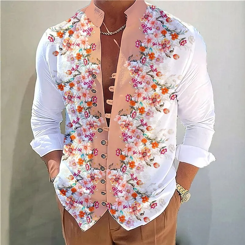 New Fresh Floral Printed Long Sleeve Shirt For Men With Stand Up Collar Business Casual Top Clothing
New Fresh Floral Printed Long Sleeve Shirt For Men With Stand Up Collar Business Casual Top Clothing