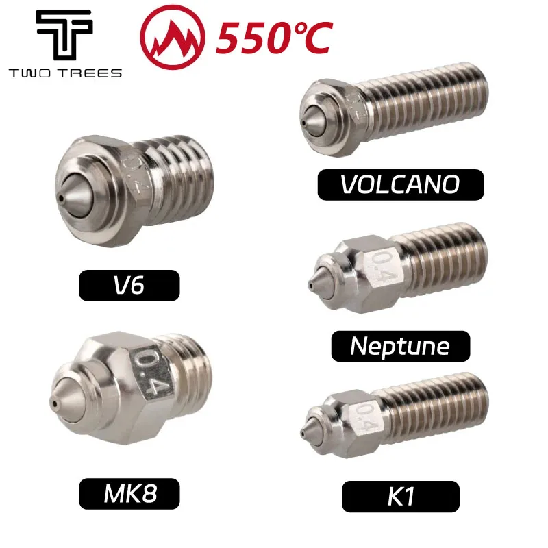 2pcs Bimetal HC Nozzle DLC Hardened Steel & Copper Wear Resistant For V6 / Volcano / Mk8 / K1 Hotend Neptune4 3D Printer Part
2pcs Bimetal HC Nozzle DLC Hardened Steel & Copper Wear Resistant For V6 / Volcano / Mk8 / K1 Hotend Neptune4 3D Printer Part