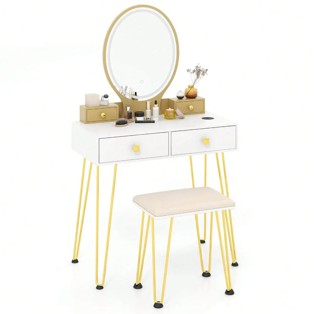 Industrial Mirrored Vanity Makeup Dressing Table Padded Stool Set 3-Color Lights
Industrial Mirrored Vanity Makeup Dressing Table Padded Stool Set 3-Color Lights