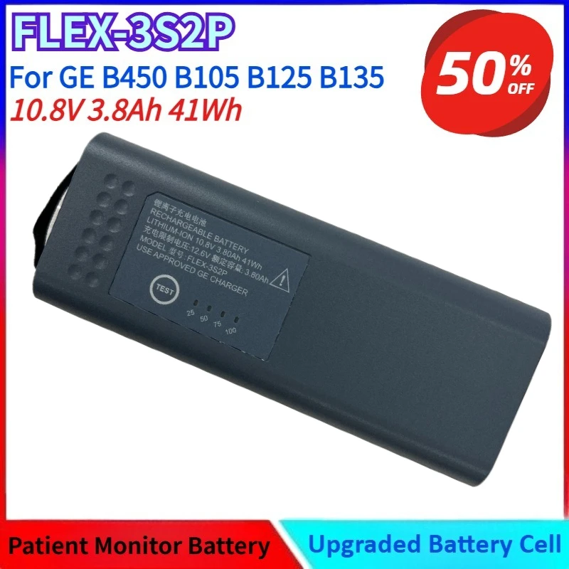 New Lithium-ion Battery FLEX-3S2P 2062895-001 10.8V 3.8Ah 41Wh for GE B450 B105 B125 B135 Patient Monitors
New Lithium-ion Battery FLEX-3S2P 2062895-001 10.8V 3.8Ah 41Wh for GE B450 B105 B125 B135 Patient Monitors