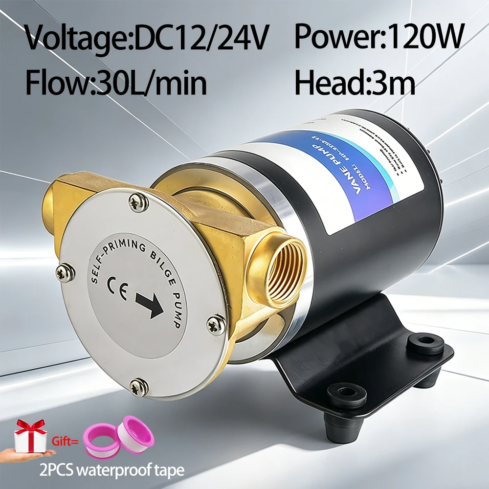 12V 24V DC 30L/min Self-Priming Copper Impeller Bilge Pump High Flow Yacht Boat Deck Cleaning Cargo Drainage RV Water Transfer
12V 24V DC 30L/min Self-Priming Copper Impeller Bilge Pump High Flow Yacht Boat Deck Cleaning Cargo Drainage RV Water Transfer