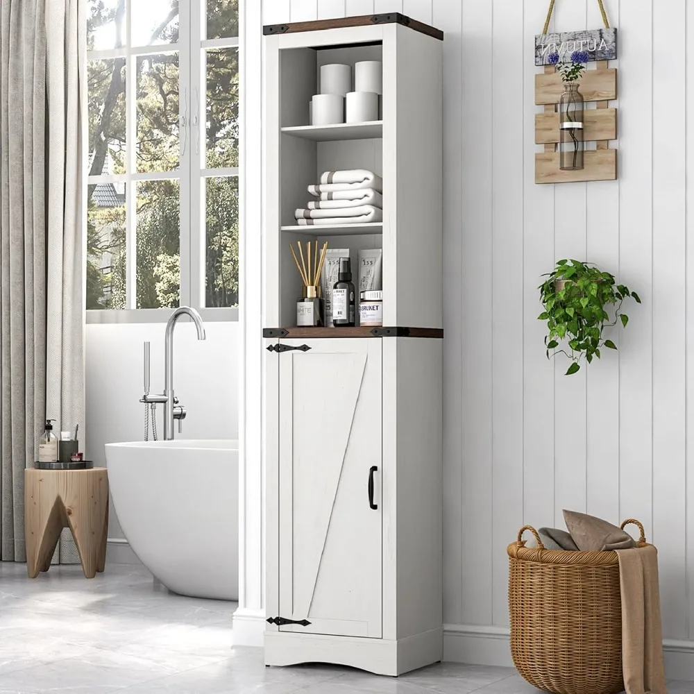 farmhouse bathroom cabinet. 5-shelf cabinet with barn door and adjustable shelves
farmhouse bathroom cabinet. 5-shelf cabinet with barn door and adjustable shelves
