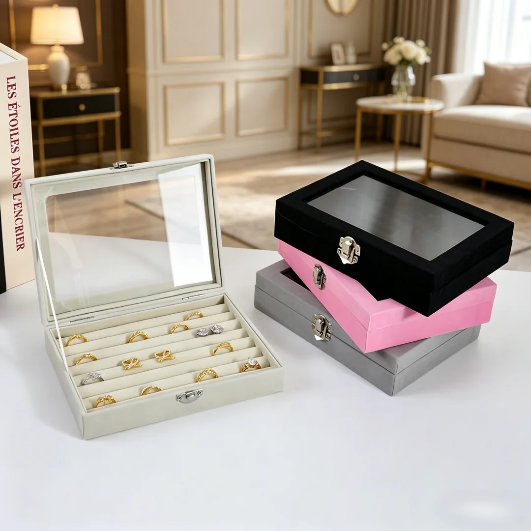 Pink Black Blue 9-grid Jewelry Display Box - Simple Portable Multi-compartment Velvet Material Jewelry Storage and Packaging Box
Pink Black Blue 9-grid Jewelry Display Box - Simple Portable Multi-compartment Velvet Material Jewelry Storage and Packaging Box