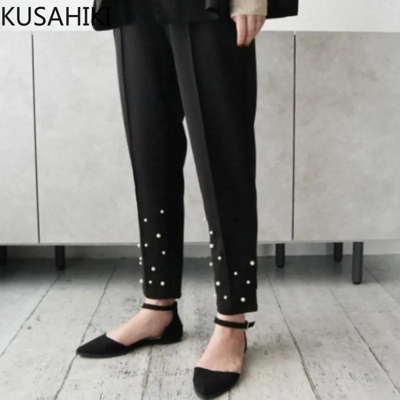 KUSAHIKI 2025 Spring Pearl Suit Women's Pants Casual Elegant Korean Style Ankle-length Trousers
KUSAHIKI 2025 Spring Pearl Suit Women's Pants Casual Elegant Korean Style Ankle-length Trousers